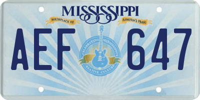MS license plate AEF647