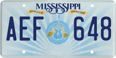MS license plate AEF648