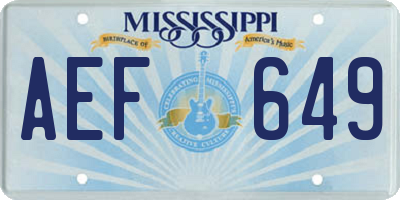 MS license plate AEF649