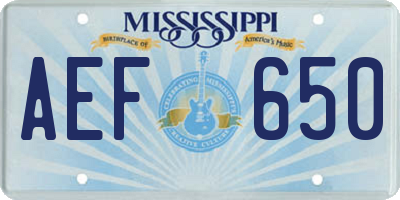 MS license plate AEF650