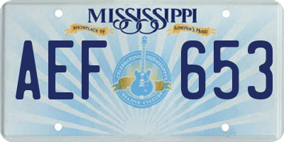 MS license plate AEF653