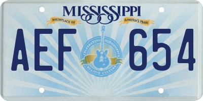 MS license plate AEF654