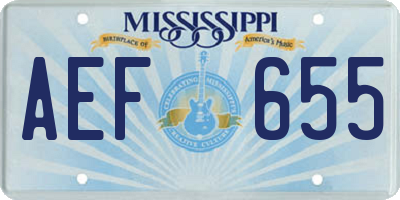 MS license plate AEF655
