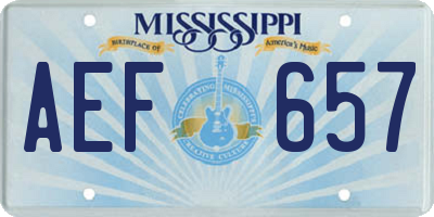 MS license plate AEF657