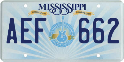 MS license plate AEF662