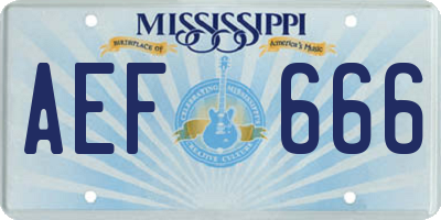 MS license plate AEF666