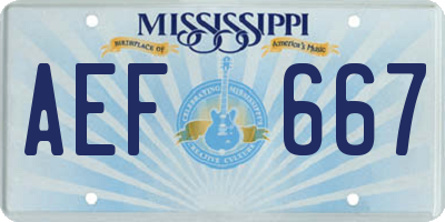 MS license plate AEF667