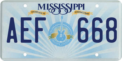 MS license plate AEF668