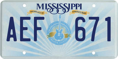 MS license plate AEF671