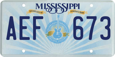 MS license plate AEF673
