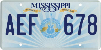 MS license plate AEF678