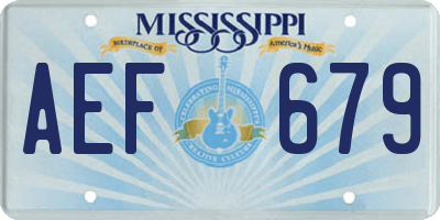 MS license plate AEF679
