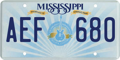 MS license plate AEF680