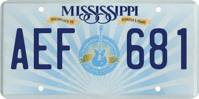 MS license plate AEF681