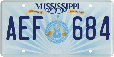 MS license plate AEF684