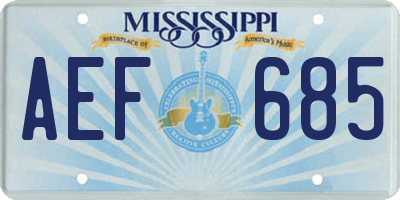 MS license plate AEF685