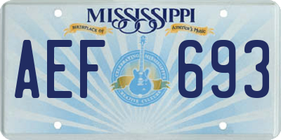 MS license plate AEF693