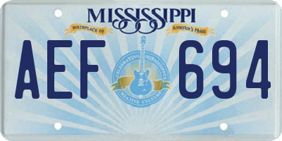 MS license plate AEF694