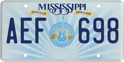 MS license plate AEF698