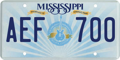 MS license plate AEF700