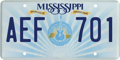 MS license plate AEF701
