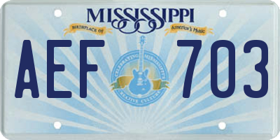 MS license plate AEF703