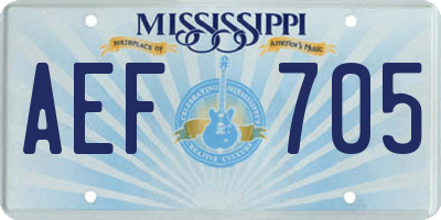 MS license plate AEF705