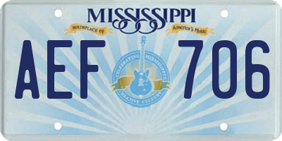 MS license plate AEF706