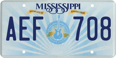 MS license plate AEF708