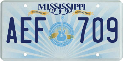 MS license plate AEF709