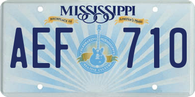 MS license plate AEF710