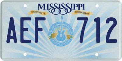 MS license plate AEF712