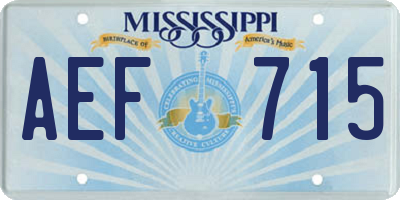 MS license plate AEF715