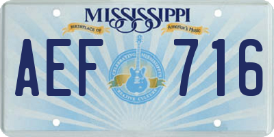 MS license plate AEF716