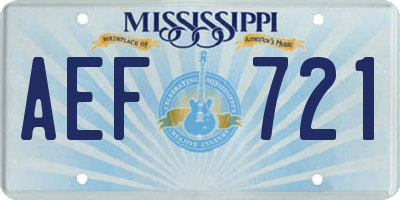 MS license plate AEF721