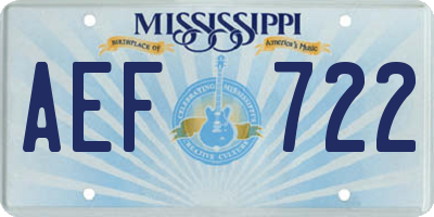 MS license plate AEF722