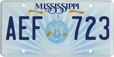 MS license plate AEF723