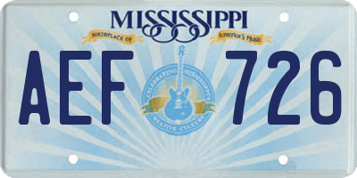 MS license plate AEF726