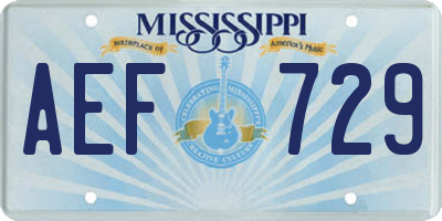 MS license plate AEF729