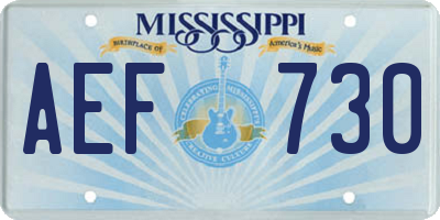 MS license plate AEF730