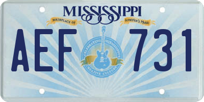 MS license plate AEF731