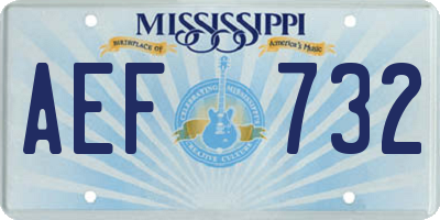 MS license plate AEF732