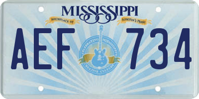 MS license plate AEF734
