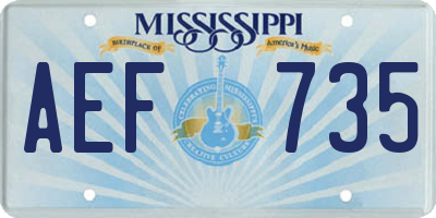 MS license plate AEF735