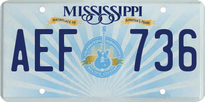 MS license plate AEF736