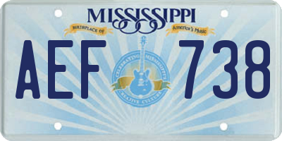 MS license plate AEF738