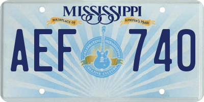 MS license plate AEF740