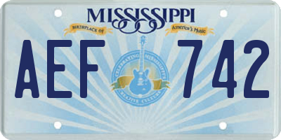 MS license plate AEF742