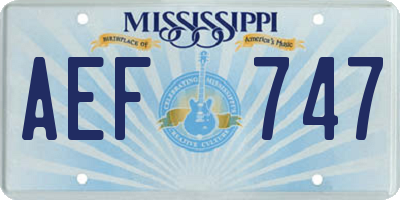 MS license plate AEF747