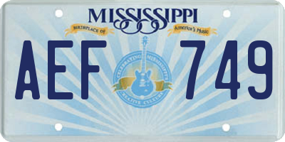 MS license plate AEF749